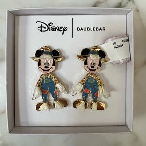 BaubleBar Disney Mickey Mouse Fall ScareCrow Earrings with Straw Texture